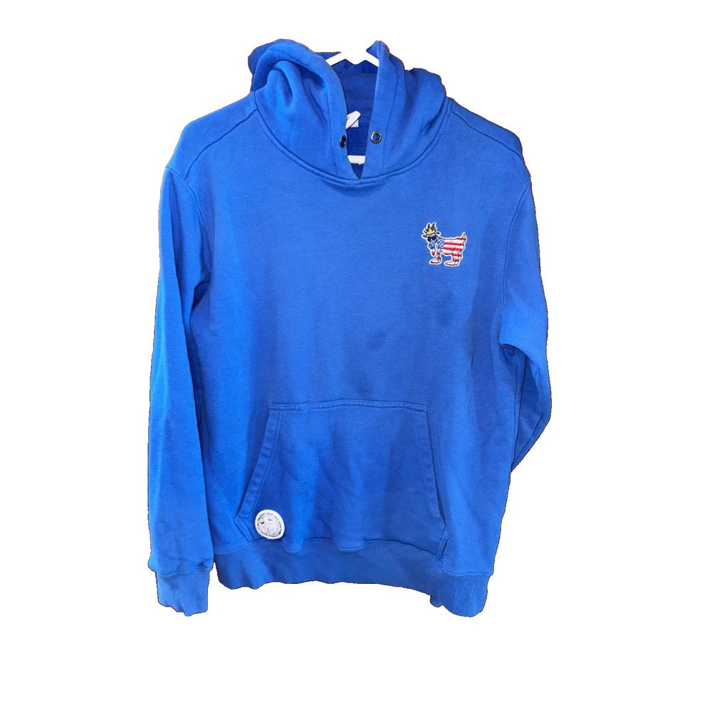 GOAT USA Sweatshirt Mens Medium Blue Cotton Blend Pullover Pocket Hoodie